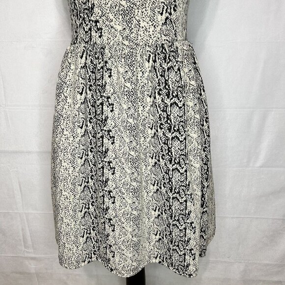 Jack Midi A-Line Snakeskin Tank Dress Sleeveless Round Neck Tan/Black Sz S - Picture 3 of 8